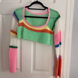Rainbow crochet crop top. Size small